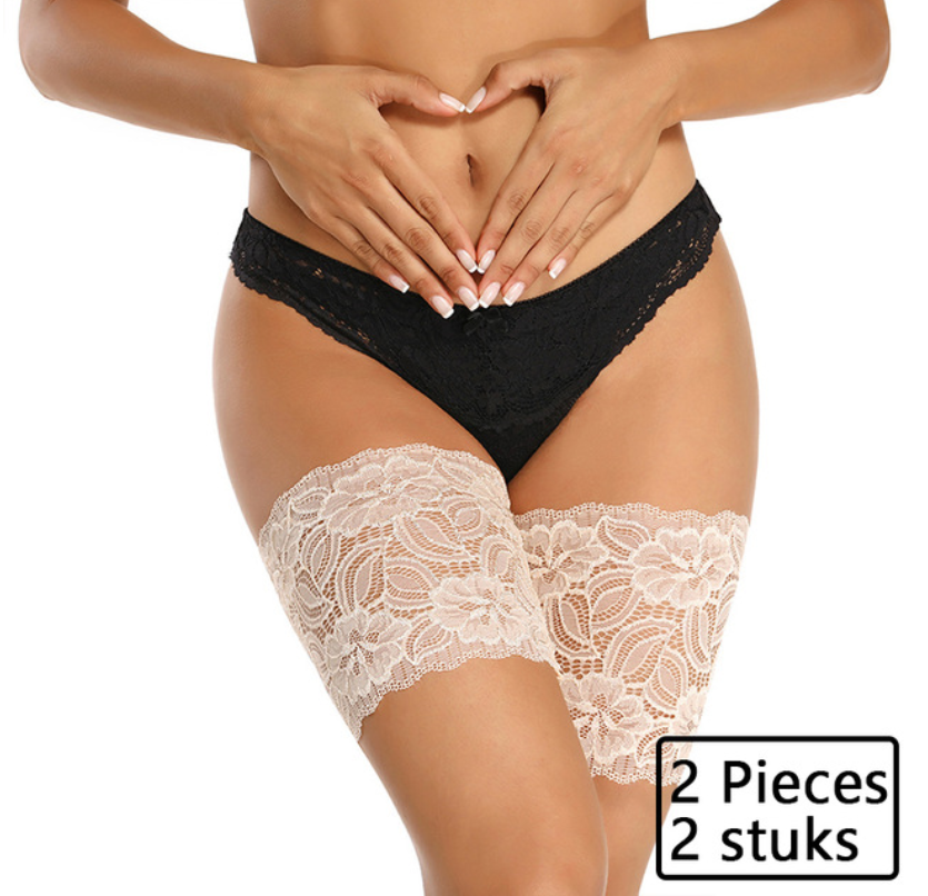 2Pcs Sexy Lace Thigh Band Women Anti Friction Non-slip Mesh Summer Leg Warmers Thigh Bands Socks