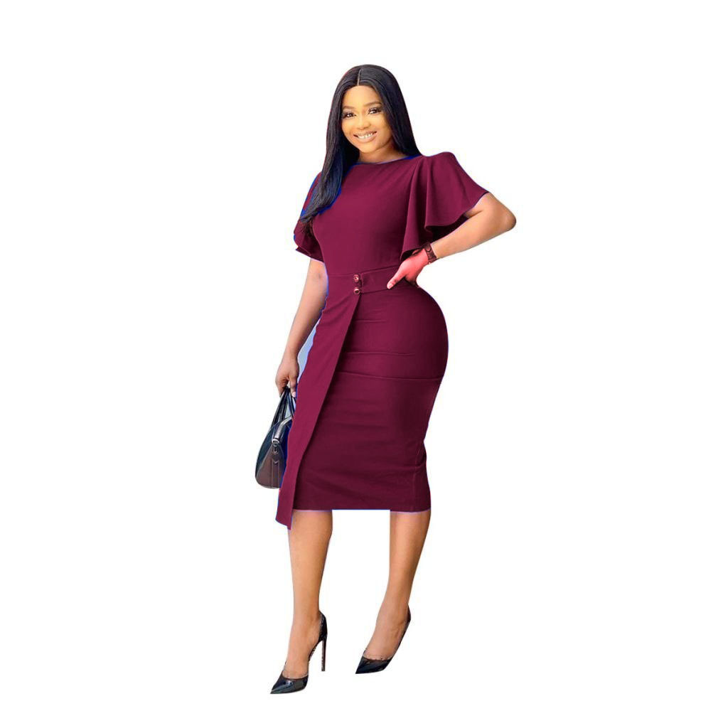 New African Dresses Women Dress Fashion Elegant Office Work Dress O Neck Slim Dress Party Dress