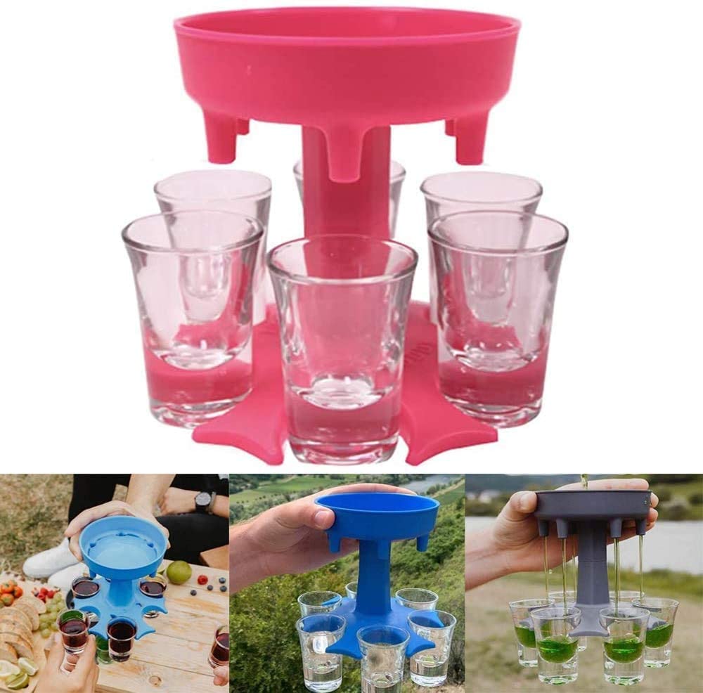 6 Shot Glass Dispenser Liquor Dispenser Portable  Party Supplies Gifts Drinking Games Wine Dispenser