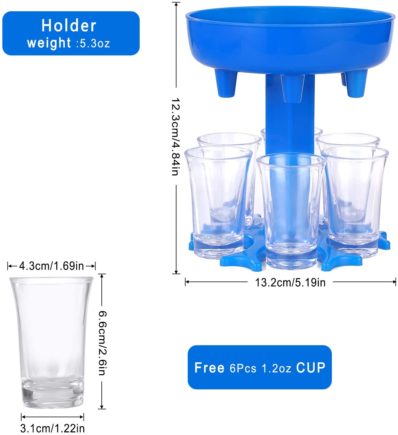 6 Shot Glass Dispenser Liquor Dispenser Portable  Party Supplies Gifts Drinking Games Wine Dispenser