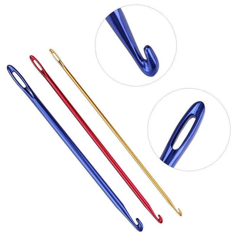 3Pcs/set Knitting Sewing Needles Crochet Hooks  Handle with Hole For Knit Craft Weaving Home Textile