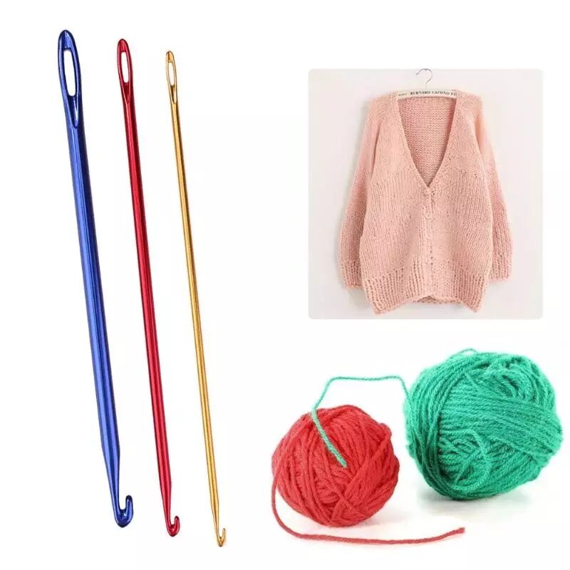 3Pcs/set Knitting Sewing Needles Crochet Hooks  Handle with Hole For Knit Craft Weaving Home Textile