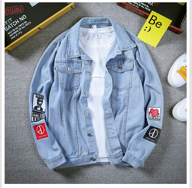 Sales Men Stylish Denim Jackets Cowboy Slim Outwear Jeans Coat Women Jeans Jacket Hip Hop Print Coat