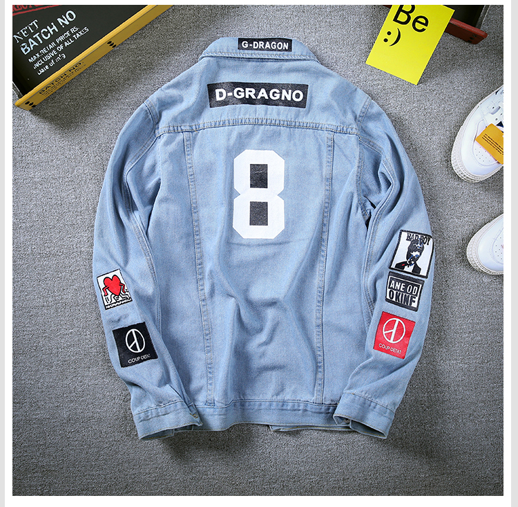 Sales Men Stylish Denim Jackets Cowboy Slim Outwear Jeans Coat Women Jeans Jacket Hip Hop Print Coat