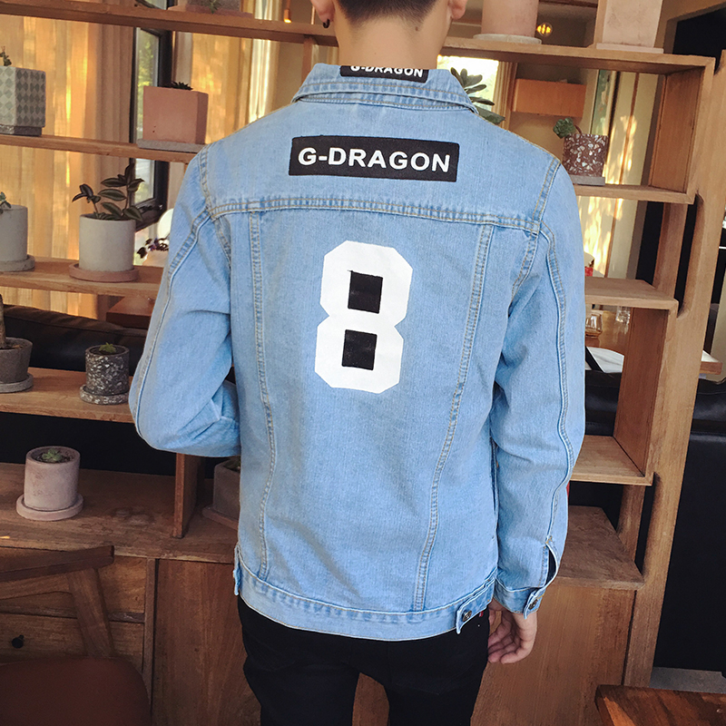 Sales Men Stylish Denim Jackets Cowboy Slim Outwear Jeans Coat Women Jeans Jacket Hip Hop Print Coat
