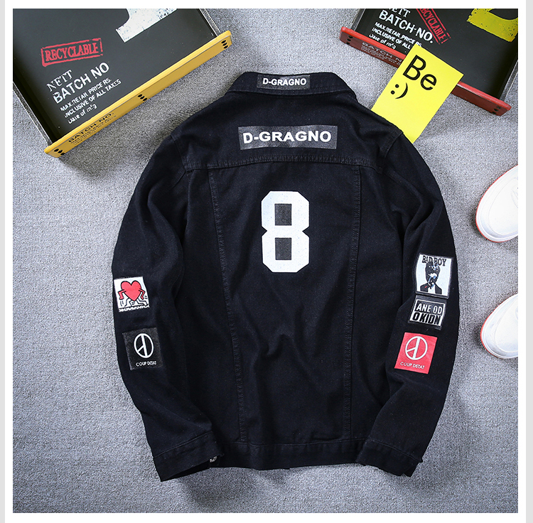 Sales Men Stylish Denim Jackets Cowboy Slim Outwear Jeans Coat Women Jeans Jacket Hip Hop Print Coat