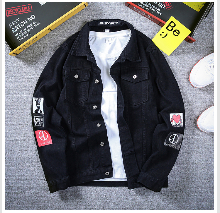 Sales Men Stylish Denim Jackets Cowboy Slim Outwear Jeans Coat Women Jeans Jacket Hip Hop Print Coat