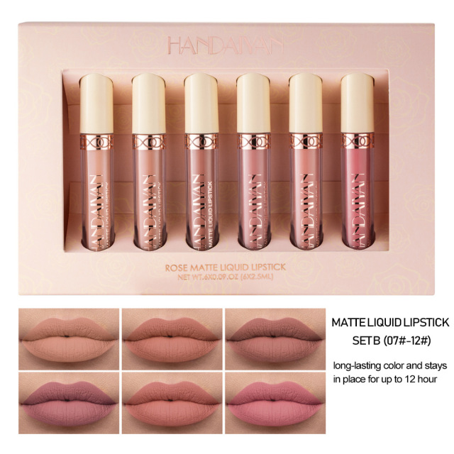 New 6Pcs/Set Matte Lip Gloss Set Lipsticks Liquid Waterproof Long Lasting Moisturizing Makeup Set