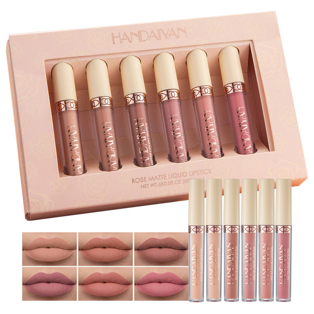 New 6Pcs/Set Matte Lip Gloss Set Lipsticks Liquid Waterproof Long Lasting Moisturizing Makeup Set