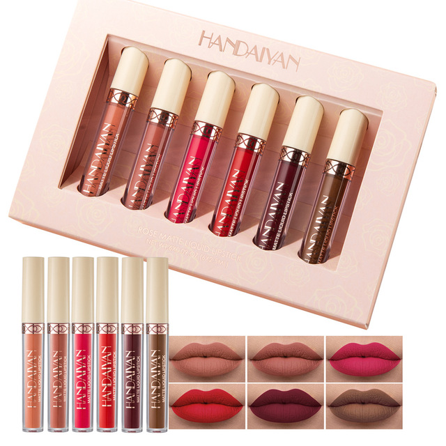 New 6Pcs/Set Matte Lip Gloss Set Lipsticks Liquid Waterproof Long Lasting Moisturizing Makeup Set