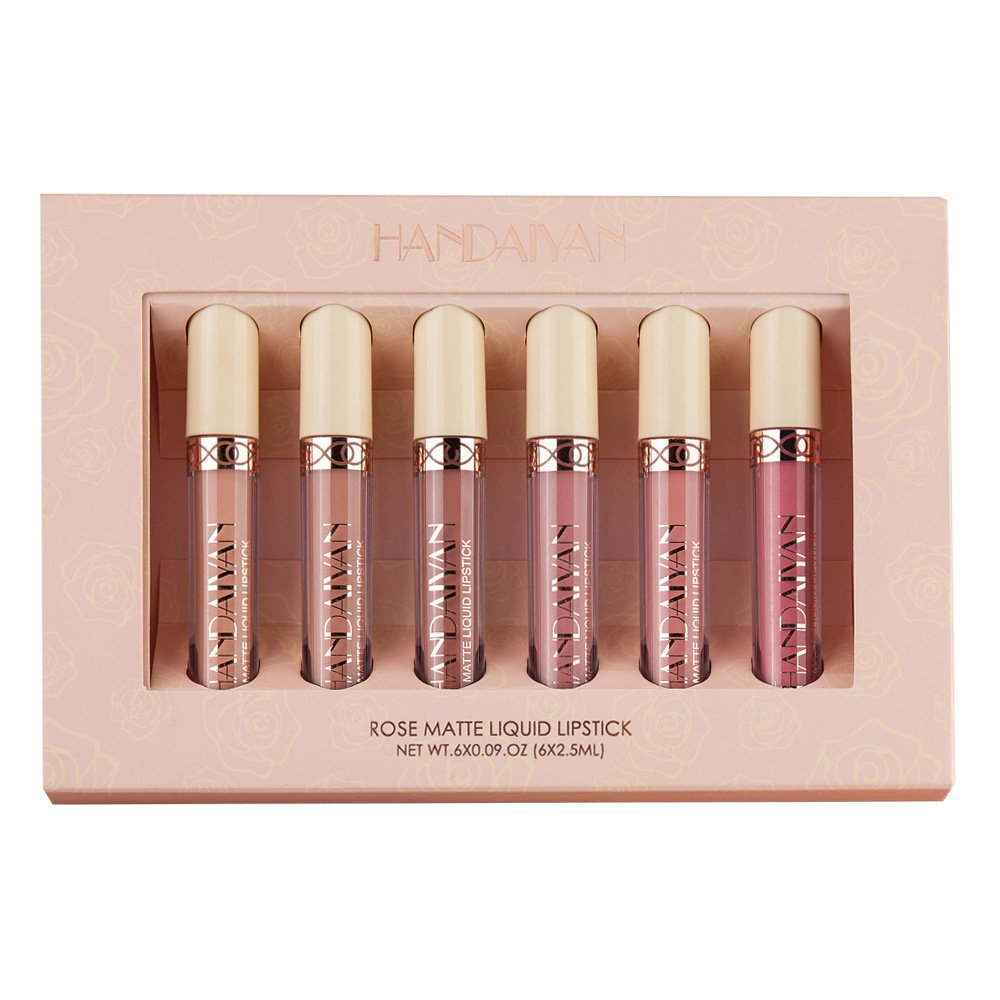 New 6Pcs/Set Matte Lip Gloss Set Lipsticks Liquid Waterproof Long Lasting Moisturizing Makeup Set
