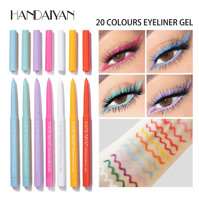 New 6PCS/Set Eyeliner Waterproof Creme Gel Liner Matte Eye Liner Colorful Neon White Gold Makeup Set