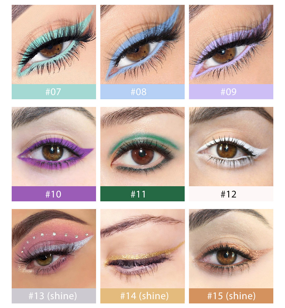 New 6PCS/Set Eyeliner Waterproof Creme Gel Liner Matte Eye Liner Colorful Neon White Gold Makeup Set