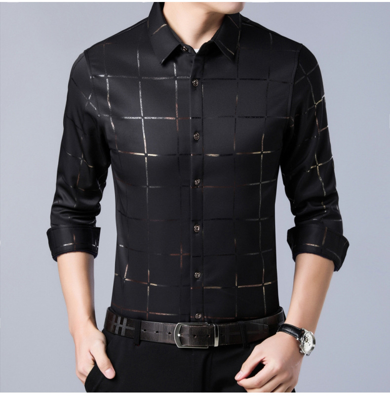 New Brand Casual Luxury Plaid Long Sleeve Slim Fit Men Shirt Streetwear Plus Size Shirts Men