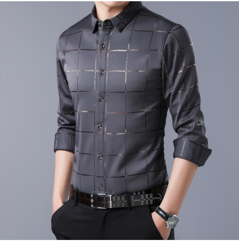 New Brand Casual Luxury Plaid Long Sleeve Slim Fit Men Shirt Streetwear Plus Size Shirts Men