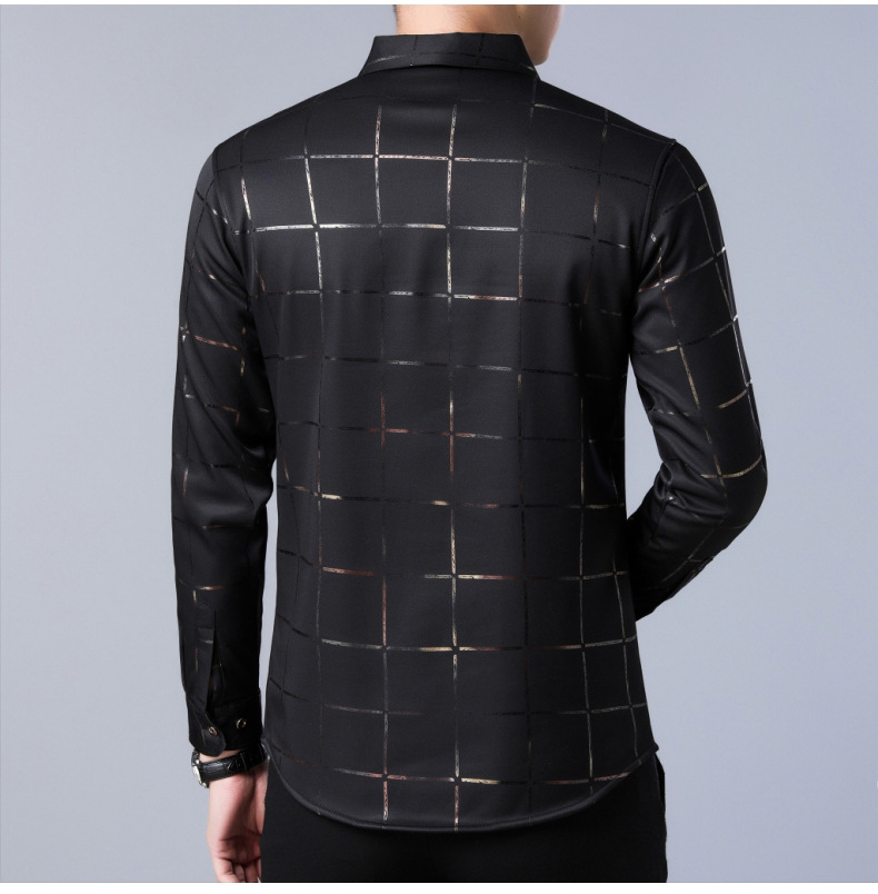New Brand Casual Luxury Plaid Long Sleeve Slim Fit Men Shirt Streetwear Plus Size Shirts Men