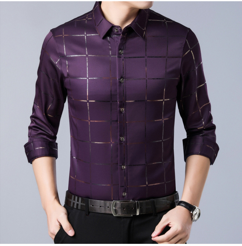 New Brand Casual Luxury Plaid Long Sleeve Slim Fit Men Shirt Streetwear Plus Size Shirts Men