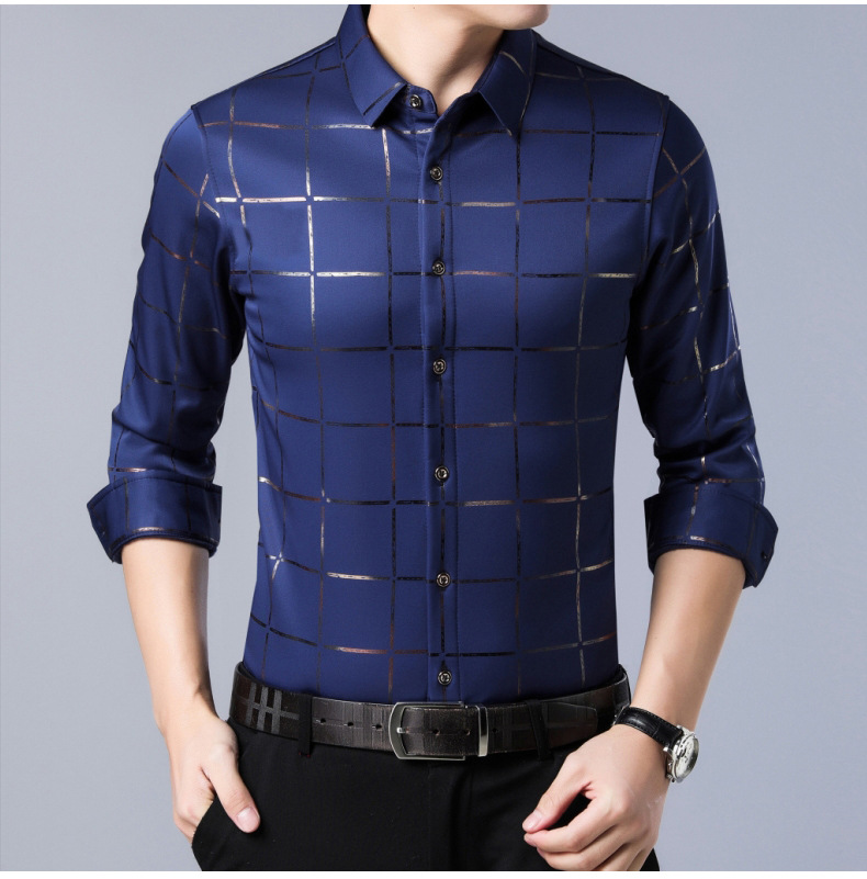 New Brand Casual Luxury Plaid Long Sleeve Slim Fit Men Shirt Streetwear Plus Size Shirts Men