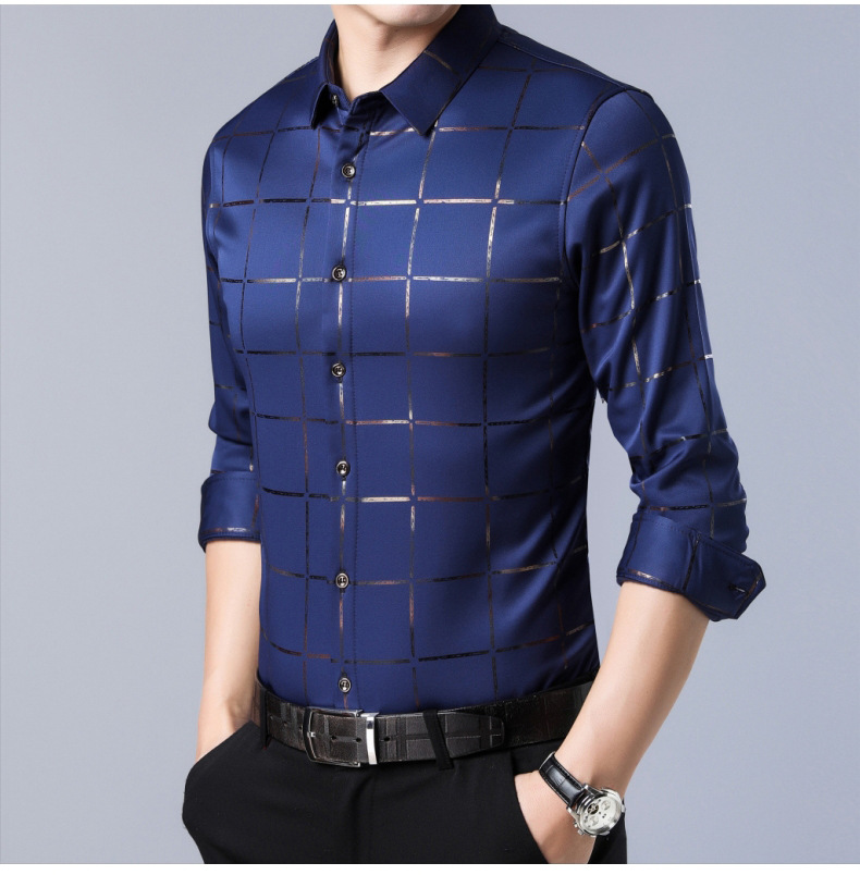 New Brand Casual Luxury Plaid Long Sleeve Slim Fit Men Shirt Streetwear Plus Size Shirts Men