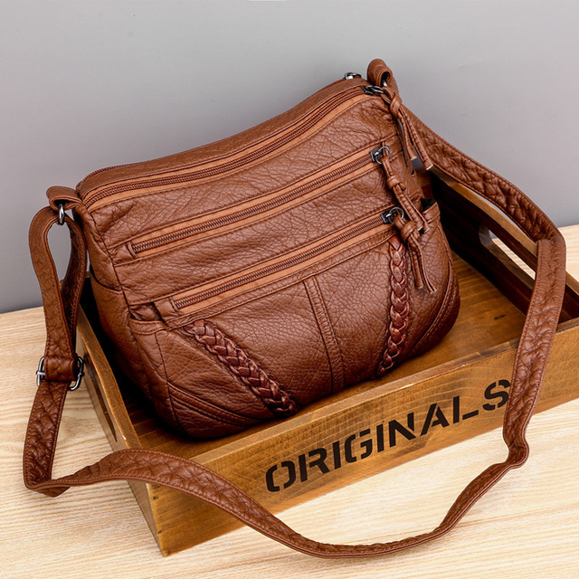 New Multi-Pocket Shoulder Bags PU Leather Ladies Bags Purses Handbags Women Sling Bags Office Messenger Bags Gift Sales