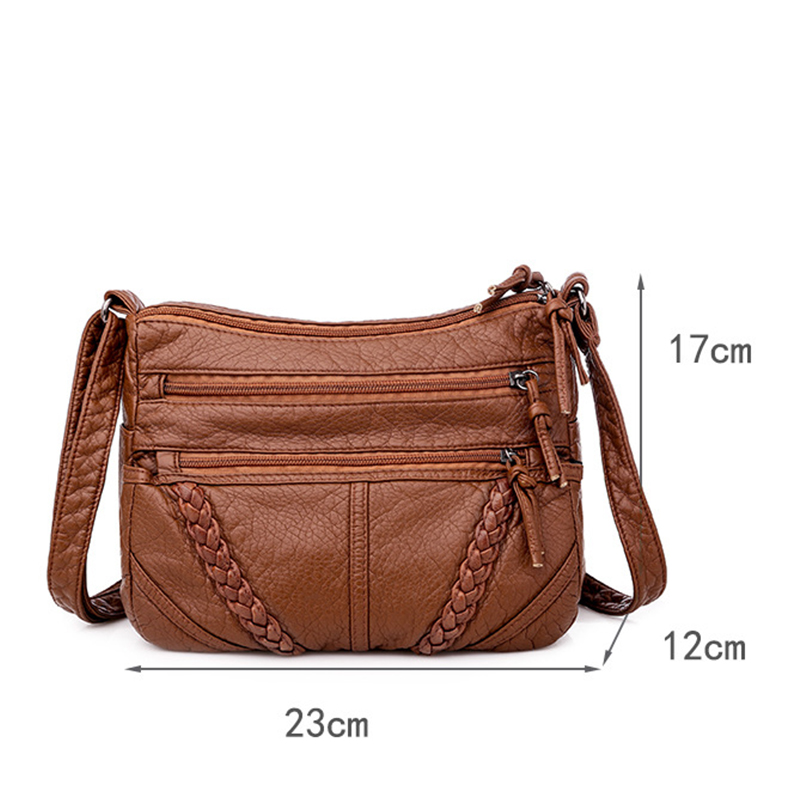 New Multi-Pocket Shoulder Bags PU Leather Ladies Bags Purses Handbags Women Sling Bags Office Messenger Bags Gift Sales