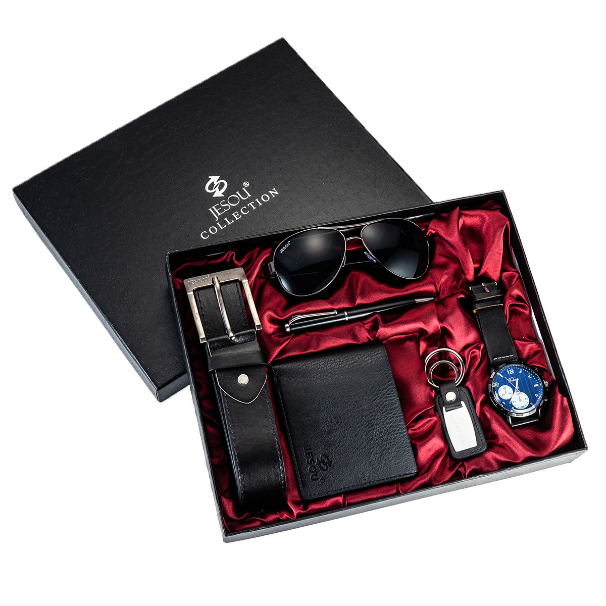 New 6Pcs/Set Classic Men Watches Luxury Gifts Set Sunglasses Belt Watch Wallet Keychain Set Christmas Gift Valentines Gifts