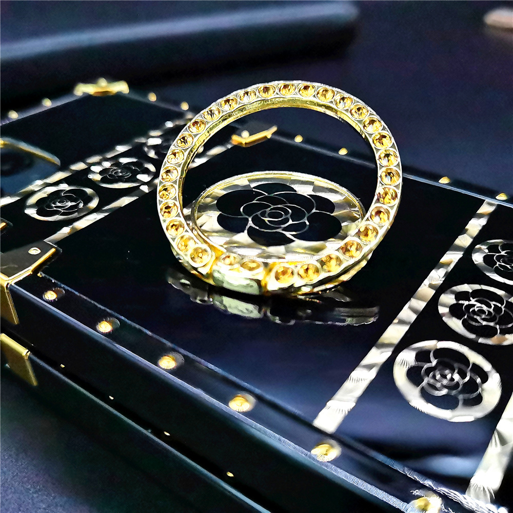 Luxury Brand Rose Flower Glitter Gold Square Case for Infinix Tecno POP5 iPhone Samsung OPPO Huawei Phones Covers