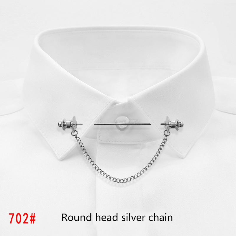 New Personality Gold Pins Brooches Metal Chain Tassel Shirt Collar Pins Shirt Studs For Men