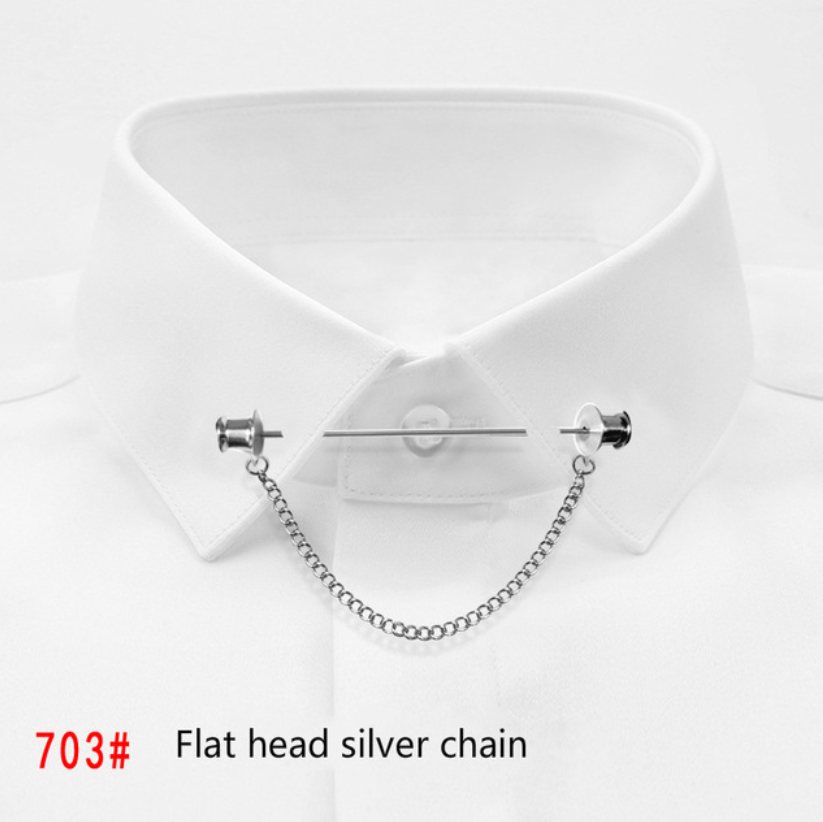 New Personality Gold Pins Brooches Metal Chain Tassel Shirt Collar Pins Shirt Studs For Men