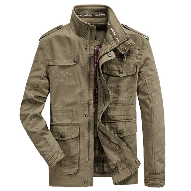 New Jackets Men 100% Cotton Casual Military Coat High Quality Plus Size Men Jacket Trench Coats