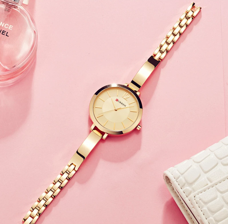 CURREN Fashion Gold Women Watches Stainless Steel Ultra thin Quartz Watch Clock Women&apos;s Watches