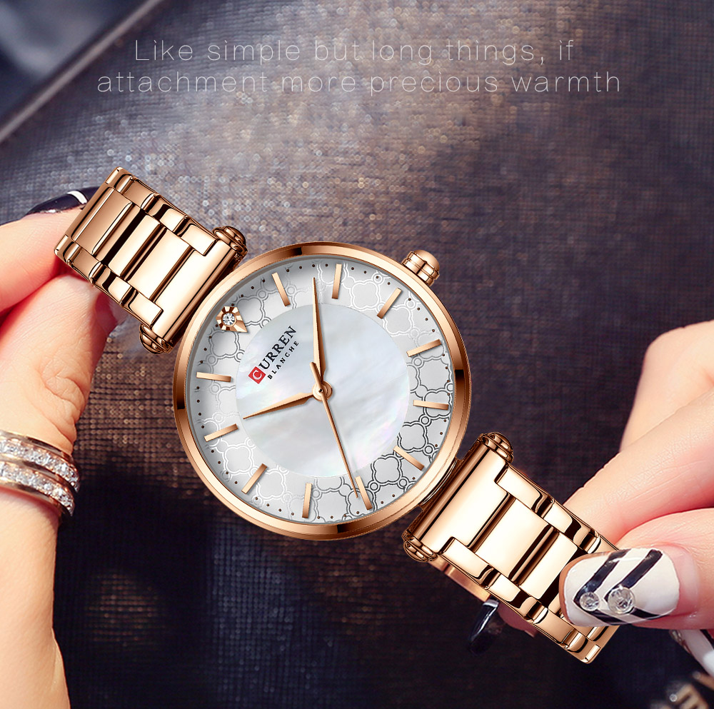 New Curren Women Watches Luxury Brand Elegant Thin Quartz Wristwatch with Stainless Steel Watches