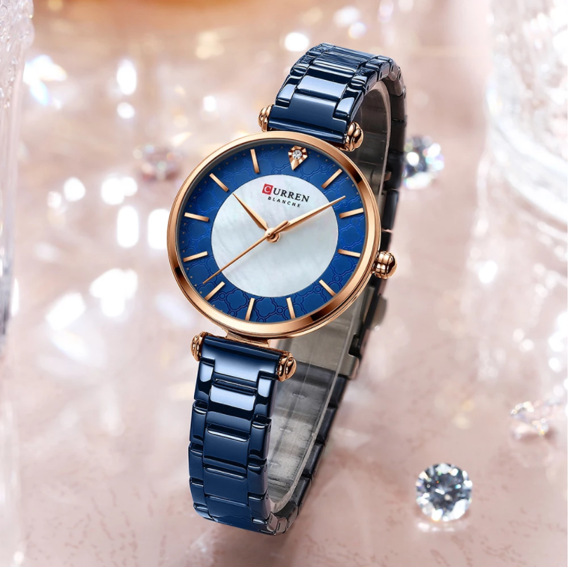 New Curren Women Watches Luxury Brand Elegant Thin Quartz Wristwatch with Stainless Steel Watches