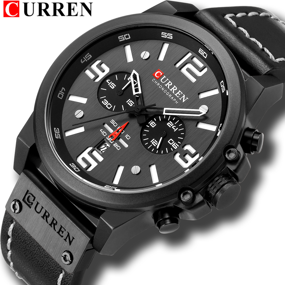 Newest Men Watches CURREN Top Brand Luxury Quartz Mens Wristwatches Leather Military Date Male Clock