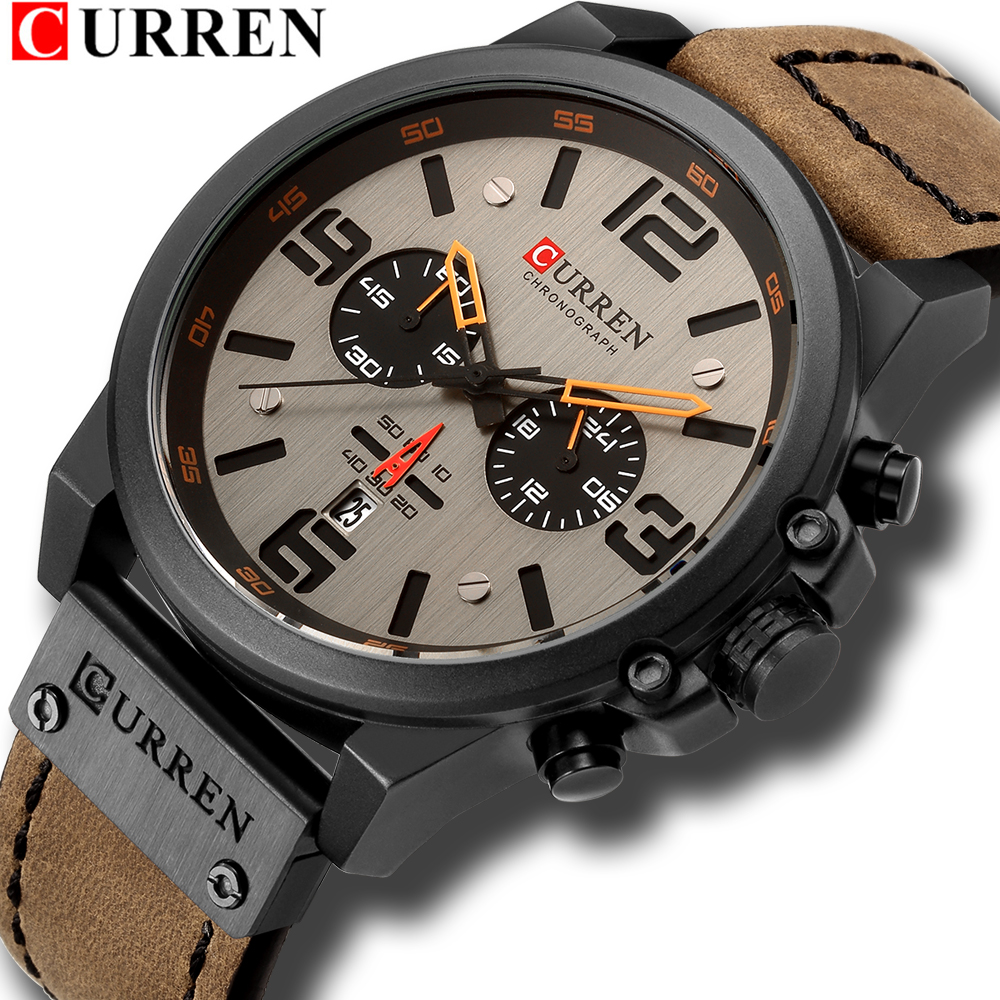Newest Men Watches CURREN Top Brand Luxury Quartz Mens Wristwatches Leather Military Date Male Clock