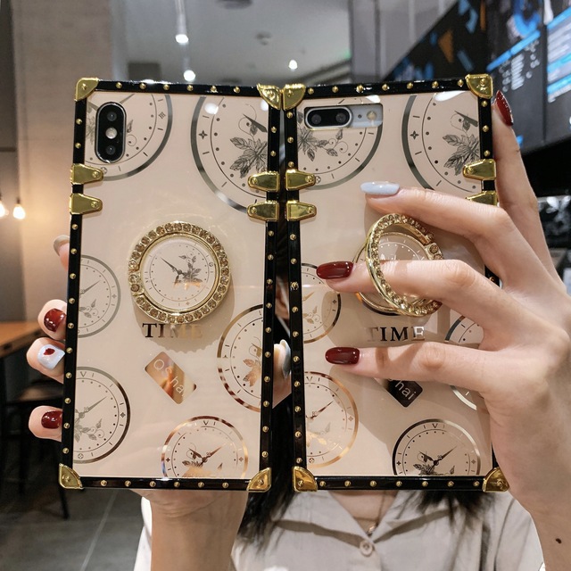 INFINIX Cases Luxury 3D Bracket Ring Square Cases for iPhone Samsung OPPO Huawei TECNO Phones Covers
