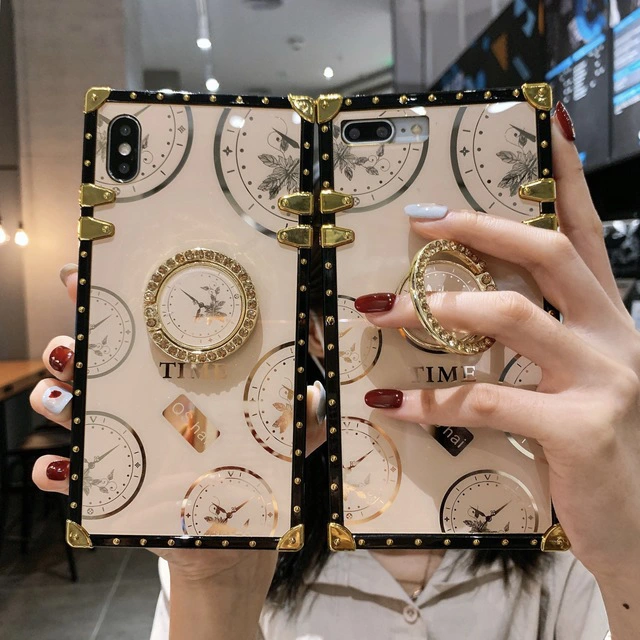 INFINIX Cases Luxury 3D Bracket Ring Square Cases for iPhone Samsung OPPO Huawei TECNO Phones Covers