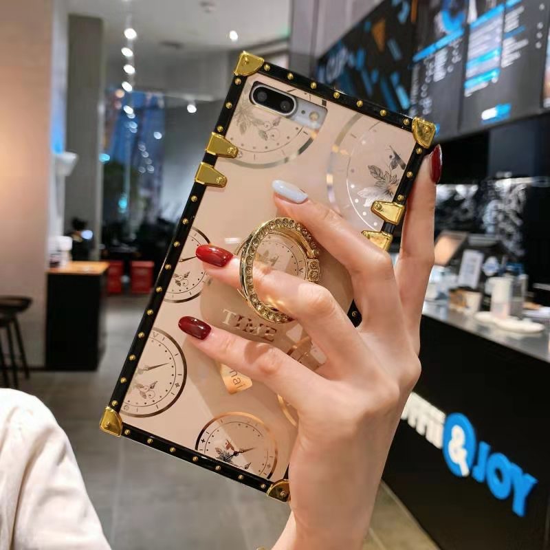 INFINIX Cases Luxury 3D Bracket Ring Square Cases for iPhone Samsung OPPO Huawei TECNO Phones Covers