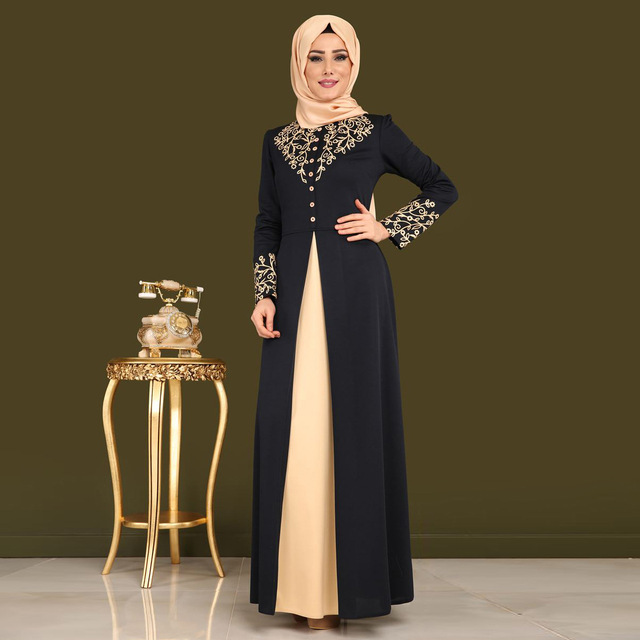 New Elegant Print Muslim Abaya Women Dresses Abayas Islamic Clothing Party Ladies Dubai Dress