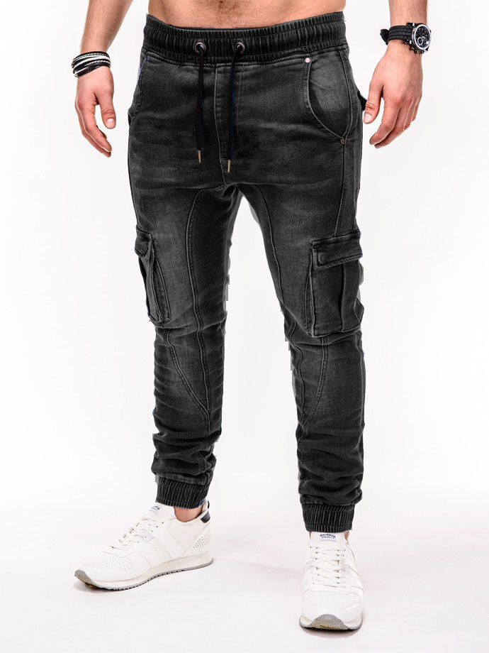 New Men Jeans Business Casual Classic Style Fashion Denim Trousers Male Plus Size Black Blue Pants
