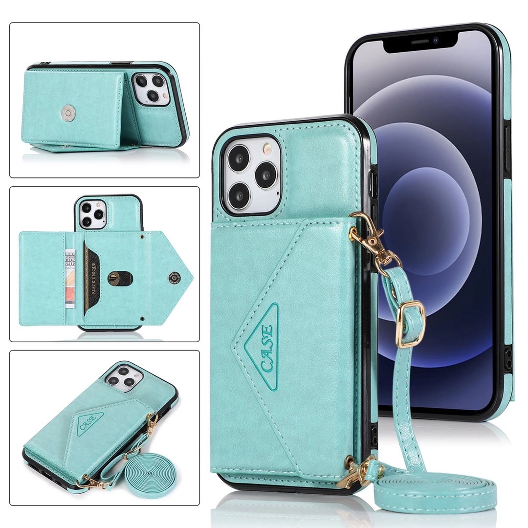 New Phone Cases For iPhone Samsung Huawei Phones Covers With Wallet Card Strap Shoulder Bags