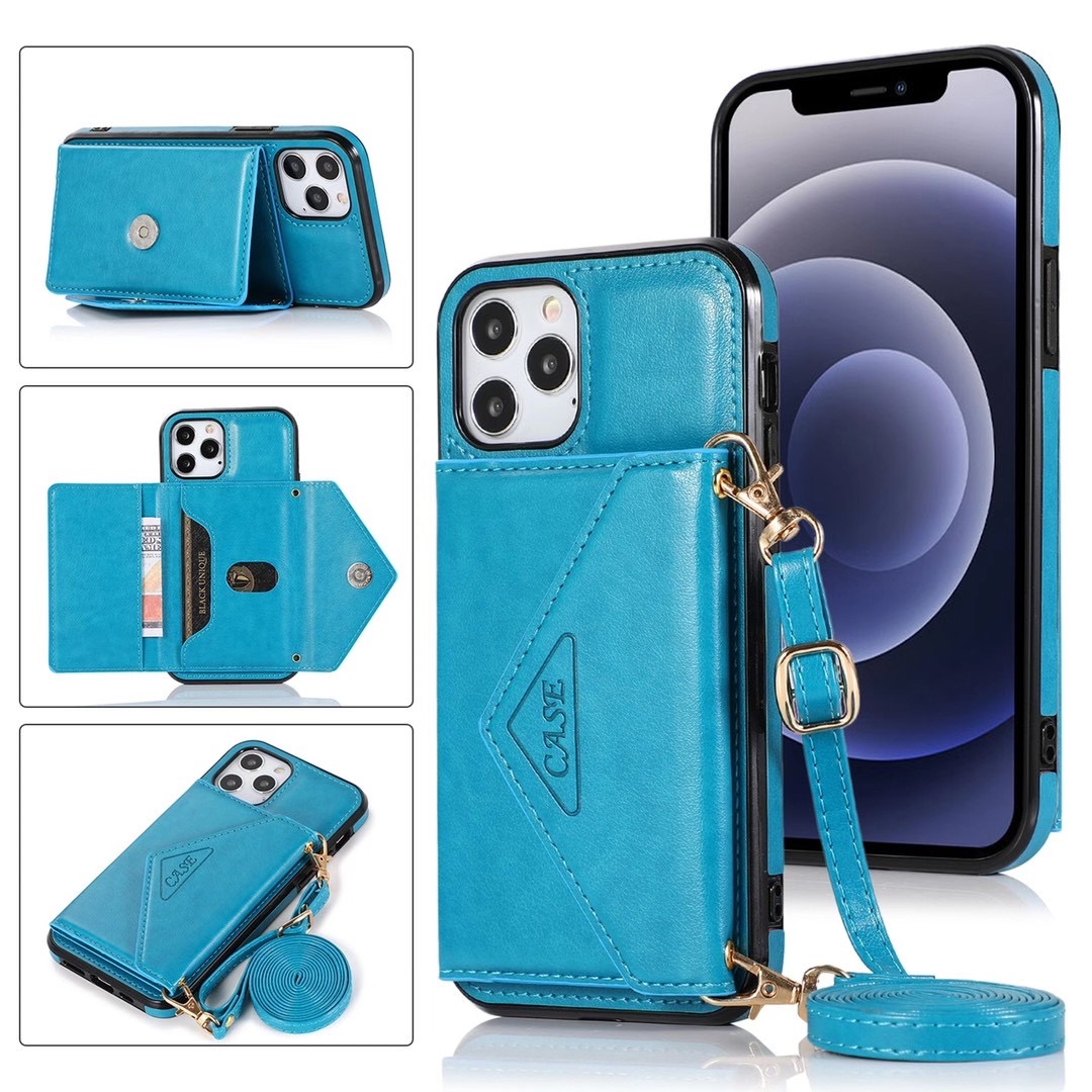 New Phone Cases For iPhone Samsung Huawei Phones Covers With Wallet Card Strap Shoulder Bags