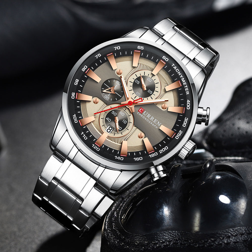 CURREN Watches Men Fashion Quartz Wristwatch Chronograph Clock Date Watches Stainless Steel Watch