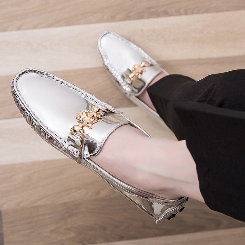 New Gold Silver Glitter Shoes Casual Soft Driving Shoes Plus Size Men Light Boat Shoes Loafers