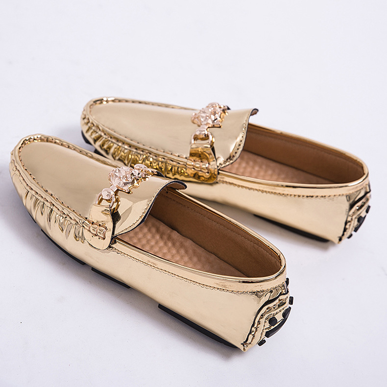 New Gold Silver Glitter Shoes Casual Soft Driving Shoes Plus Size Men Light Boat Shoes Loafers