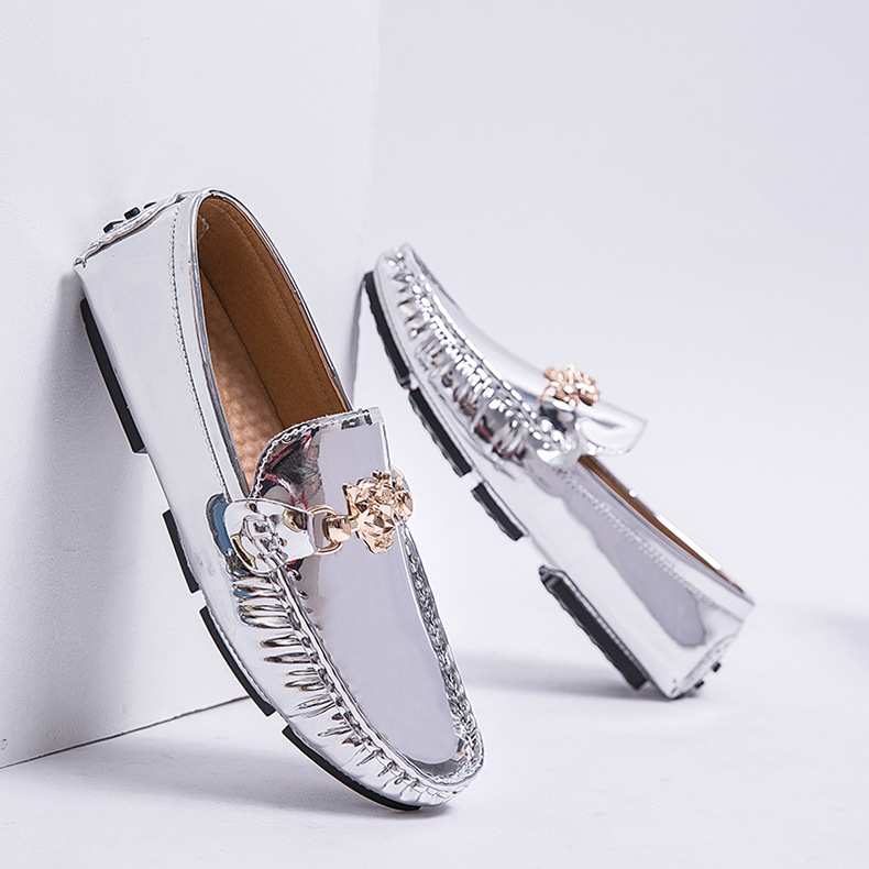 New Gold Silver Glitter Shoes Casual Soft Driving Shoes Plus Size Men Light Boat Shoes Loafers