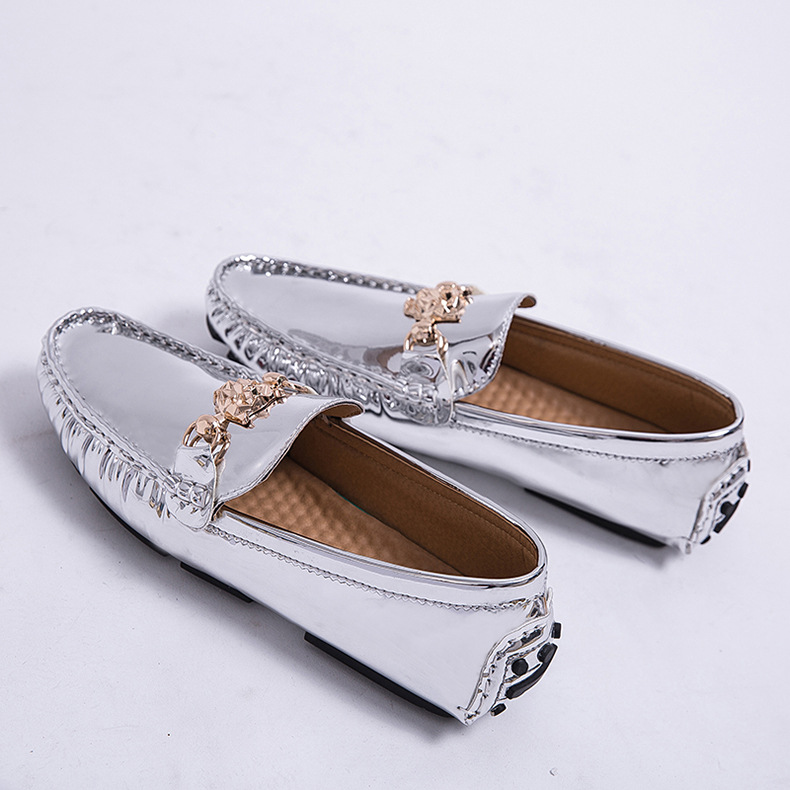 New Gold Silver Glitter Shoes Casual Soft Driving Shoes Plus Size Men Light Boat Shoes Loafers