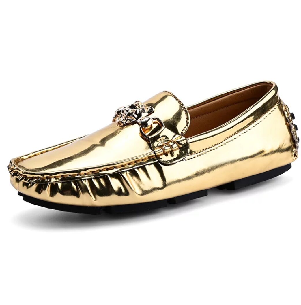 New Gold Silver Glitter Shoes Casual Soft Driving Shoes Plus Size Men Light Boat Shoes Loafers