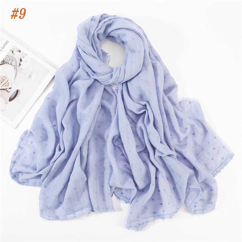 Solid Plain Dots Hijab Scarf Islam Shawl Head Wraps Soft Long Muslim Cotton Blend Plain Hijabs