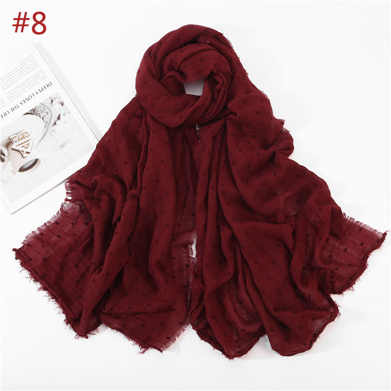 Solid Plain Dots Hijab Scarf Islam Shawl Head Wraps Soft Long Muslim Cotton Blend Plain Hijabs